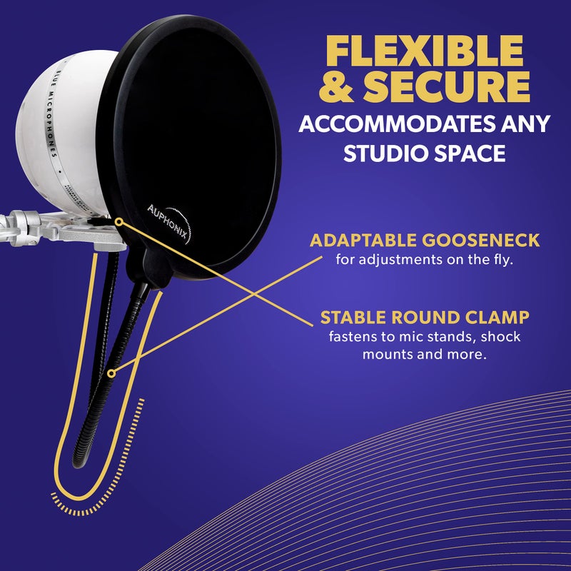 Auphonix Pop Filter for Mic - 6-inch Diameter, Dual Layered Microphone Pop Screen for Studio Recording, Podcasts and Streaming - MPF-1ï»¿ - Image 3